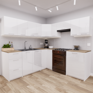 Zestaw mebli kuchennych 210x210 Atlanta Biały Połysk UA